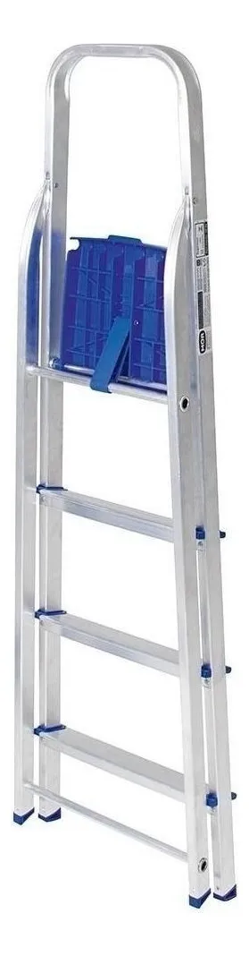 Escada Alumínio 4 Degraus Prateado/Azul versao 2