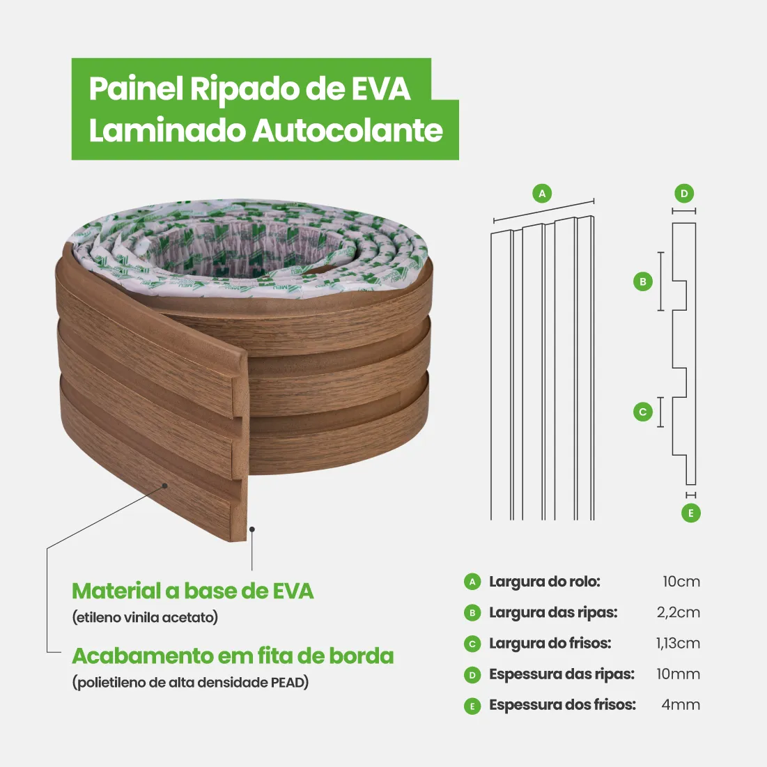 Painel Madeira Ripado Laminado Linha Madeto – 10m | Cor Cinamomo – Meu Rodapé versao 2